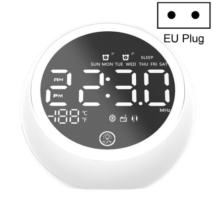 X10 Multifunctional Bluetooth Speaker LED Night Light Alarm Clock Bluetooth Speaker, Support TF Card & AUX & FM Radio, Specification: EU Plug(White)-garmade.com