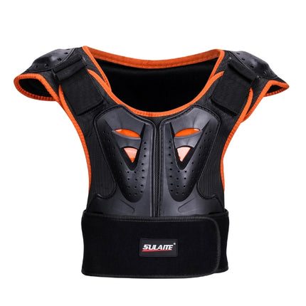 SULAITE Children Skating Back Protector Chest Protector Spine Protector Night Reflective Armor Child Riding Armor, Specification: S(Orange Black)-garmade.com