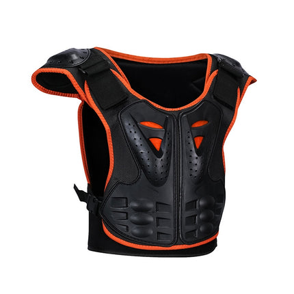 SULAITE Children Skating Back Protector Chest Protector Spine Protector Night Reflective Armor Child Riding Armor, Specification: S(Orange Black)-garmade.com