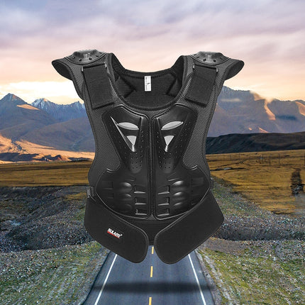 SULAITE Children Skating Back Protector Chest Protector Spine Protector Night Reflective Armor Child Riding Armor, Specification: S(Black)-garmade.com