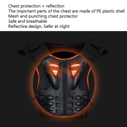 SULAITE Children Skating Back Protector Chest Protector Spine Protector Night Reflective Armor Child Riding Armor, Specification: S(Orange Black)-garmade.com