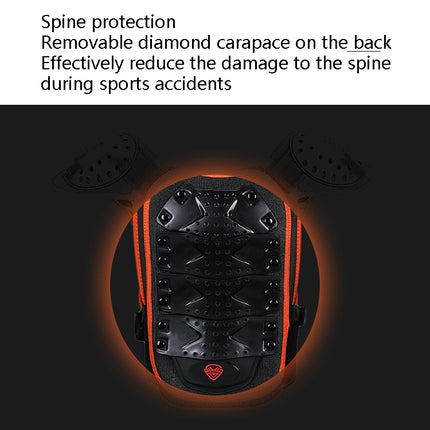 SULAITE Children Skating Back Protector Chest Protector Spine Protector Night Reflective Armor Child Riding Armor, Specification: S(Black)-garmade.com
