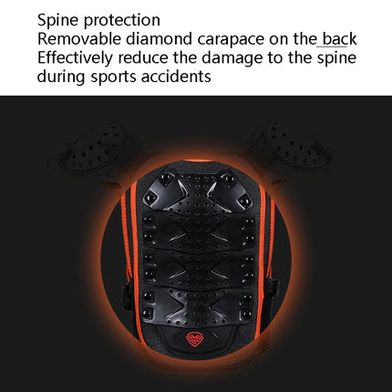 SULAITE Children Skating Back Protector Chest Protector Spine Protector Night Reflective Armor Child Riding Armor, Specification: S(Orange Black)-garmade.com