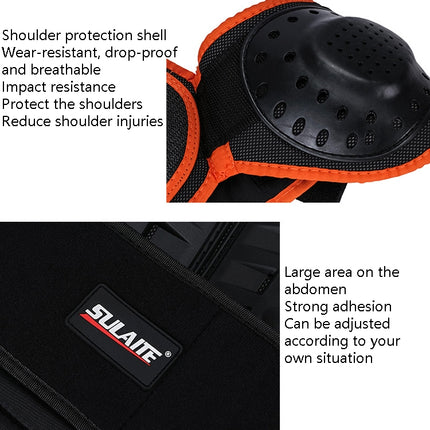 SULAITE Children Skating Back Protector Chest Protector Spine Protector Night Reflective Armor Child Riding Armor, Specification: S(Orange Black)-garmade.com