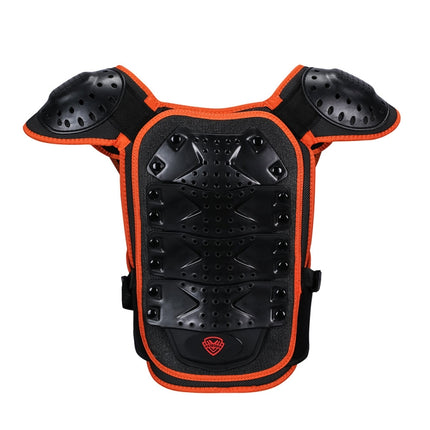 SULAITE Children Skating Back Protector Chest Protector Spine Protector Night Reflective Armor Child Riding Armor, Specification: M(Orange Black)-garmade.com