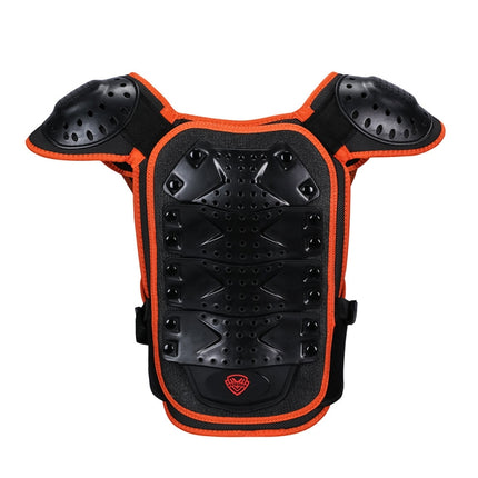 SULAITE Children Skating Back Protector Chest Protector Spine Protector Night Reflective Armor Child Riding Armor, Specification: L(Orange Black)-garmade.com