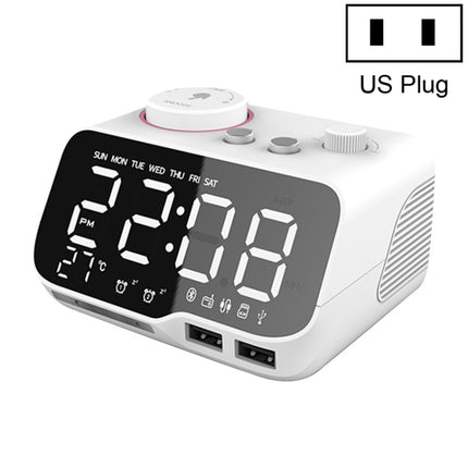 M9 Wireless Bluetooth Speaker Multifunctional Desktop Alarm Clock Support TF Card & U Disk & AUX US Plug(White)-garmade.com
