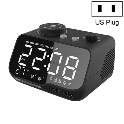 M9 Wireless Bluetooth Speaker Multifunctional Desktop Alarm Clock Support TF Card & U Disk & AUX US Plug(Black)-garmade.com