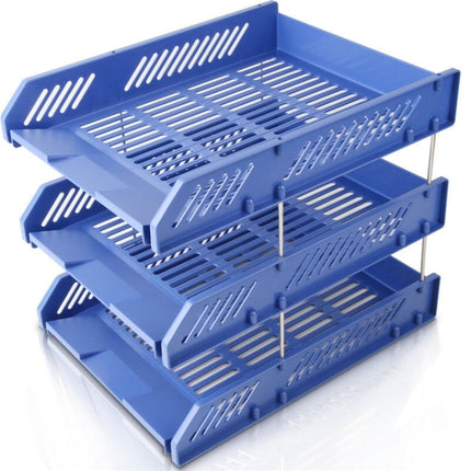 Deli 9209 Office Storage Supplies Three-Tier File Box(Blue)-garmade.com