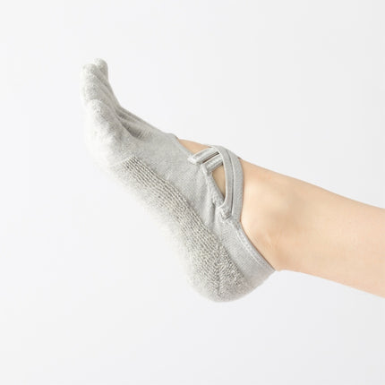 Terry Five-Finger Socks Cotton Thickened Warm and Non-Slip Yoga Socks Cross Strap Dance Socks, Size: One Size(Open Toe (Light Gray))-garmade.com
