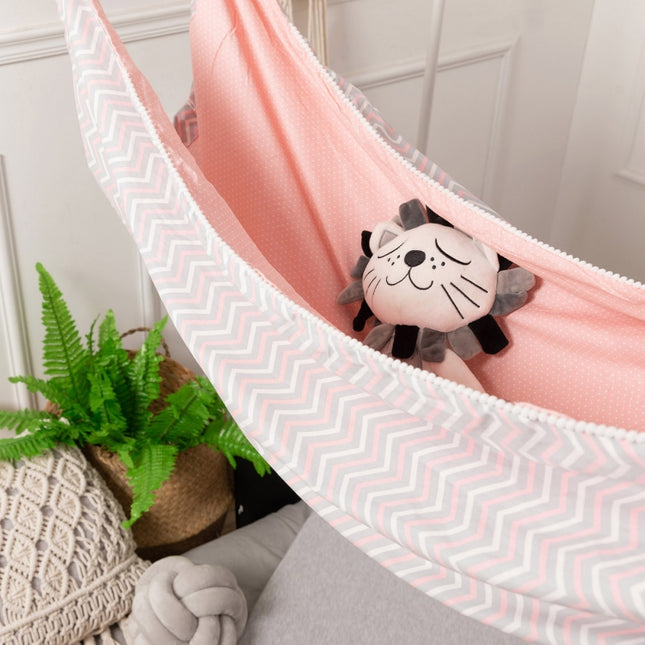 Children Swing Indoor Outdoor Hanging Basket Household Cartoon Hammock(Pink Wave)-garmade.com