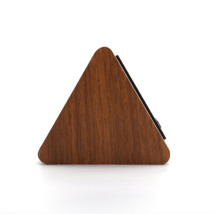 Mute Luminous Electronic Clock Wooden Sound Control Small Triangle Alarm Clock Brown Wood Red Light-garmade.com