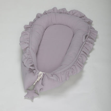 Lace Cotton Baby Uterus Bionic Bed Portable Newborn Bed Mat(Gray)-garmade.com