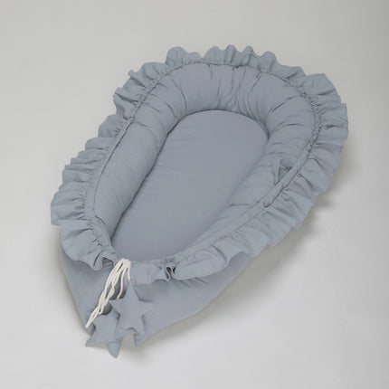 Lace Cotton Baby Uterus Bionic Bed Portable Newborn Bed Mat(Blue-green)-garmade.com