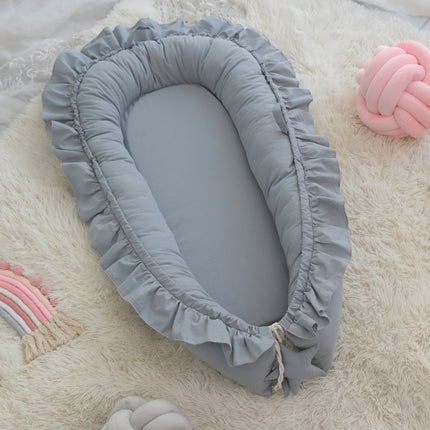 Lace Cotton Baby Uterus Bionic Bed Portable Newborn Bed Mat(Blue-green)-garmade.com