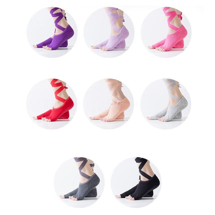 Yoga Five-Finger Socks Open-Toe Lace-Up Dance Socks Particle Non-Slip Socks, Size: One Size(Skin Color)-garmade.com