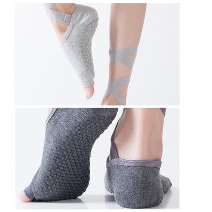 Yoga Five-Finger Socks Open-Toe Lace-Up Dance Socks Particle Non-Slip Socks, Size: One Size(Light Gray)-garmade.com
