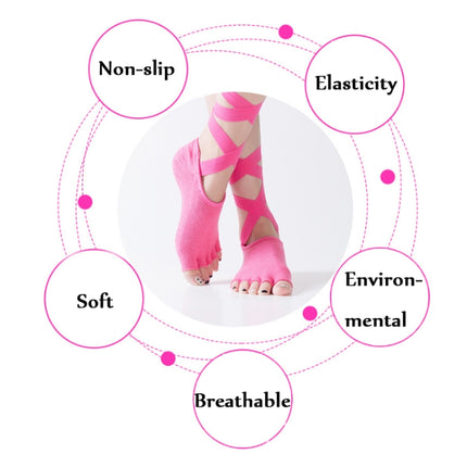 Yoga Five-Finger Socks Open-Toe Lace-Up Dance Socks Particle Non-Slip Socks, Size: One Size(Rose Red)-garmade.com