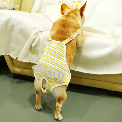 Dog Harassment Physiological Pants Pet Adjustable Bib, Size: S(Yellow White)-garmade.com