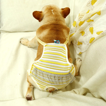Dog Harassment Physiological Pants Pet Adjustable Bib, Size: L(Yellow White)-garmade.com
