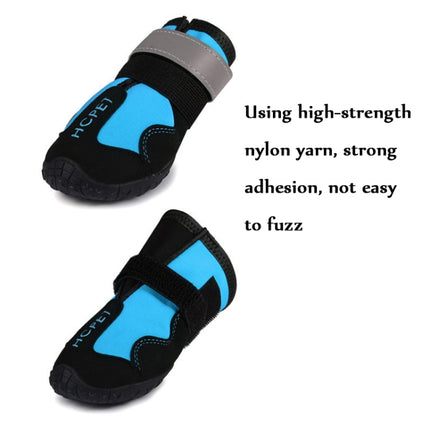 HCPET Dog Non-Slip Wear-Resistant Rain Boots Pet Outdoor Waterproof Shoes, Size: 2(Blue)-garmade.com