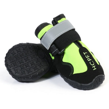 HCPET Dog Non-Slip Wear-Resistant Rain Boots Pet Outdoor Waterproof Shoes, Size: 3(Green)-garmade.com