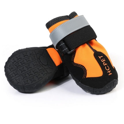 HCPET Dog Non-Slip Wear-Resistant Rain Boots Pet Outdoor Waterproof Shoes, Size: 3(Orange)-garmade.com