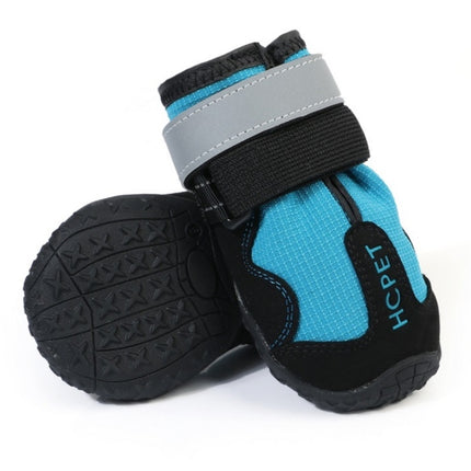 HCPET Dog Non-Slip Wear-Resistant Rain Boots Pet Outdoor Waterproof Shoes, Size: 4(Blue)-garmade.com