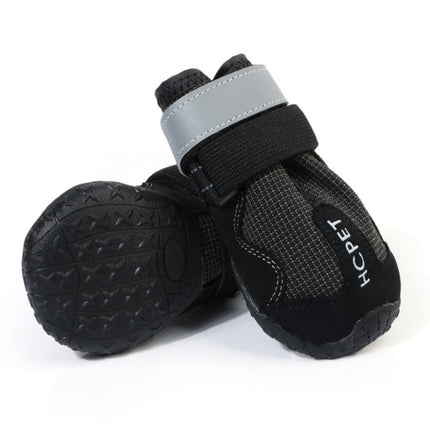 HCPET Dog Non-Slip Wear-Resistant Rain Boots Pet Outdoor Waterproof Shoes, Size: 6(Black)-garmade.com
