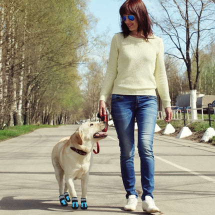 HCPET Dog Non-Slip Wear-Resistant Rain Boots Pet Outdoor Waterproof Shoes, Size: 6(Blue)-garmade.com