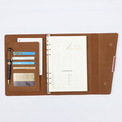 2 PCS Business Notebook Imitation Leather PU Tri-Fold Loose-Leaf Notepad, Specification: A5(Coffee)-garmade.com
