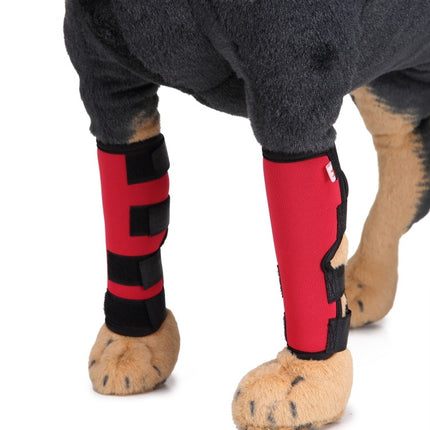Pet Knee Pads Dog Leg Guards Pet Protective Gear Surgery Injury Sheath, Size: S(HJ02 Classic Red)-garmade.com