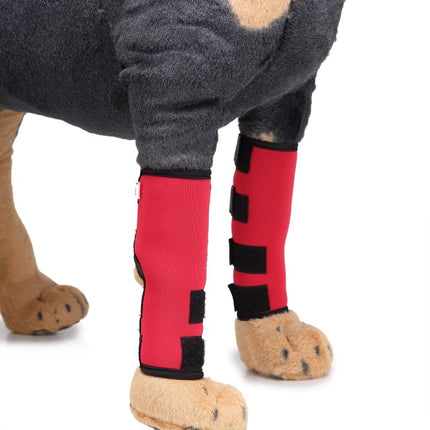 Pet Knee Pads Dog Leg Guards Pet Protective Gear Surgery Injury Sheath, Size: S(HJ02 Classic Red)-garmade.com