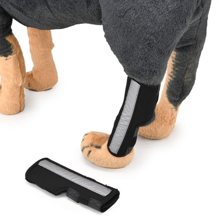 Pet Knee Pads Dog Leg Guards Pet Protective Gear Surgery Injury Sheath, Size: S( HJ28 Reflective With Support Bar Black)-garmade.com