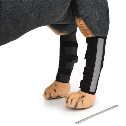 Pet Knee Pads Dog Leg Guards Pet Protective Gear Surgery Injury Sheath, Size: M( HJ28 Reflective With Support Bar Black)-garmade.com