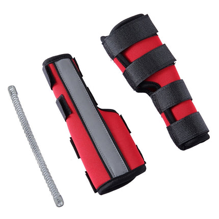 Pet Knee Pads Dog Leg Guards Pet Protective Gear Surgery Injury Sheath, Size: M(HJ29 Reflective With Support Bar Red)-garmade.com