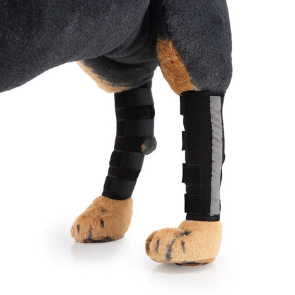 Pet Knee Pads Dog Leg Guards Pet Protective Gear Surgery Injury Sheath, Size: L(HJ10 Reflective Black)-garmade.com