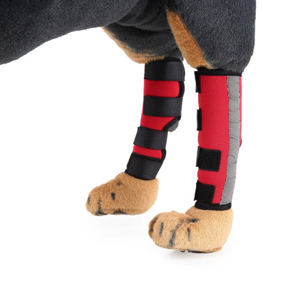 Pet Knee Pads Dog Leg Guards Pet Protective Gear Surgery Injury Sheath, Size: L(HJ11 Reflective Red)-garmade.com