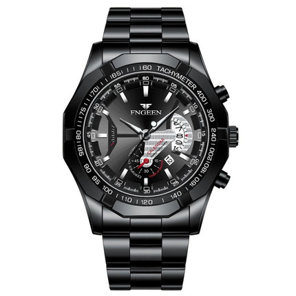 FNGEEN S001 Men Waterproof Watch Non-Mechanical Calendar Watch(Black Steel Black Surface)-garmade.com