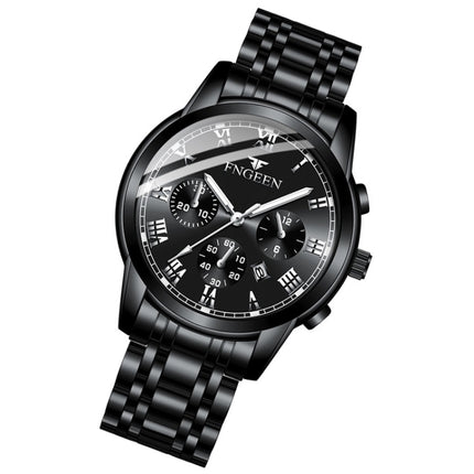 FNGEEN 4006 Men Automatic Mechanical Watch Waterproof Quartz Watch(Black Steel Black Surface)-garmade.com