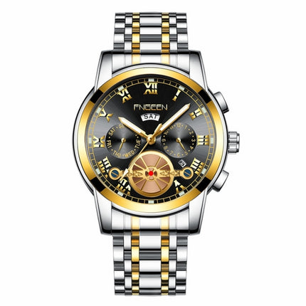 FNGEEN 4001 Men Non-Mechanical Watch Multi-Function Quartz Watch, Colour: Gold Black Surface Gold Nails-garmade.com