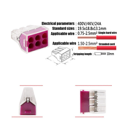 10 PCS VSELE 106A Wire Quick Connector Block Parallel Plug-In Terminal-garmade.com