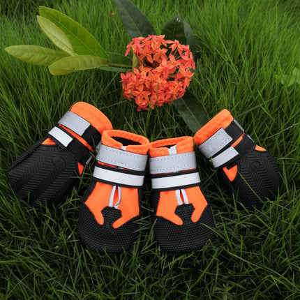 Wear-Resistant Non-Slip & Waterproof Pet Shoe Covers Medium And Large Dog Shoes(L Orange)-garmade.com