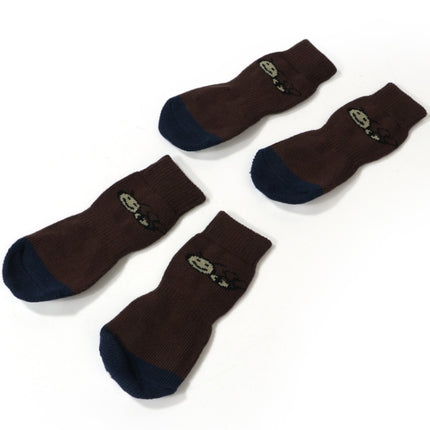 Pet Socks Cotton Anti-Scratch Breathable Foot Cover, Size: 4XL(Brown)-garmade.com