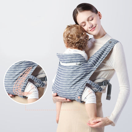Kangaroo Baby Portable Multifunctional Baby Carrier Front Hold Baby Breathable Carrier(White Strips On Blue Background)-garmade.com