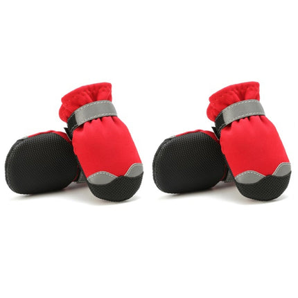 Pet Waterproof Non-Slip Wear-Resistant Snow Boots Four Seasons Dog Shoes, Size: 3(Red)-garmade.com