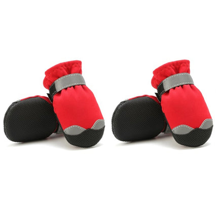 Pet Waterproof Non-Slip Wear-Resistant Snow Boots Four Seasons Dog Shoes, Size: 4(Red)-garmade.com