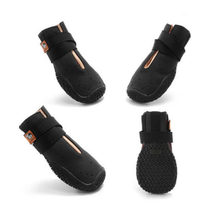 HCPET Non-Slip Wear-Resistant Pet Shoes Four Seasons Breathable Dog Shoes, Size: 7(Black)-garmade.com
