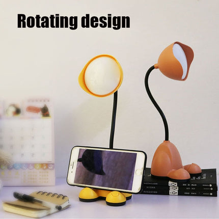 2 PCS Bedroom Bedside Dormitory Desk Study Eye Potection Desk Lamp(FY7712 Light Gray)-garmade.com