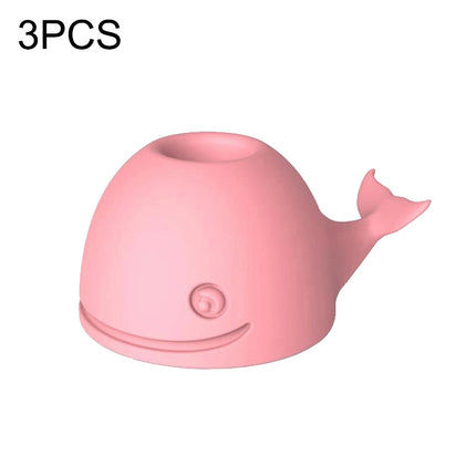 3 PCS Silicone Whale Toothbrush Holder Desktop Office Pen Holder(Pink)-garmade.com